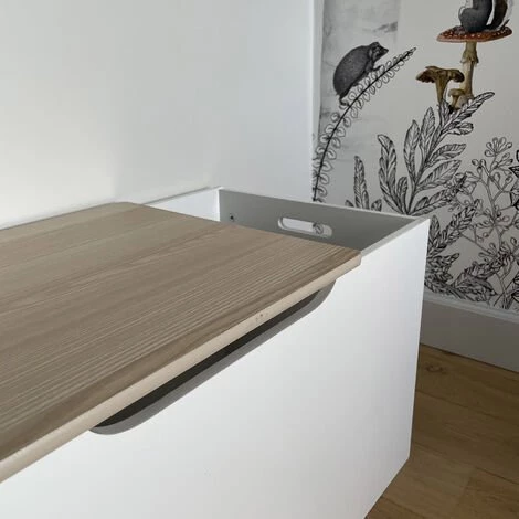 ALICE'S HOME Coffre à Jouet - Tobias - 80x40 Cm, Couvercle Rabattable, Poignées Latérales - Blanc 6 ALICE'S HOME Coffre à Jouet - Tobias - 80x40 Cm, Couvercle Rabattable, Poignées Latérales - Blanc – Image 5