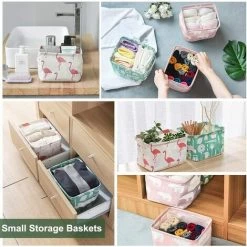 Paniers De Rangement,Starlight Petite Boîte De Rangement Pliable Pratique Tiroir En Tissu Lin Panier Stockage De Bureau, Corbeilles De Rangement En Tissu Pourétagères/Bureau/Jouets/Llivres/Maquillage Lot De 4 -Petit rangement Soldes Magasin 44809983 3