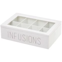 LOLAHOME Boîte à Infusion En Bois Blanc 18x8x28 Cm