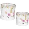 Atmosphera - Set De 2 Paniers De Rangement Licorne En Tissu Avec Pompons - Licorne -Petit rangement Soldes Magasin 45266895 1