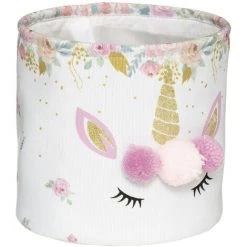 Atmosphera - Set De 2 Paniers De Rangement Licorne En Tissu Avec Pompons - Licorne -Petit rangement Soldes Magasin 45266895 3