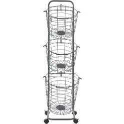BELIANI Étagère Pour Paniers Métalliques à 3 étages Gris - Gris