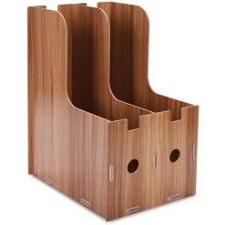TINOR Porte-Revues En Bois Organiseur De Bureau Étagère à Livres Support Magazine Papier Document Livres Fichiers Journaux Stockage Boîte De Rangement 2 Compartiments Module De Classement