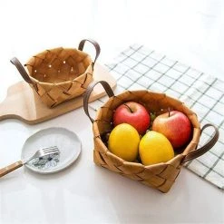 GDRHVFD Petit Panier De Rangement En Osier Tissé À La Main Tissé À La Main Avec Poignée Pour Fruit -Petit rangement Soldes Magasin 45310978 3
