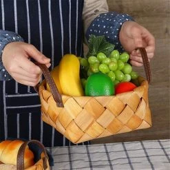 GDRHVFD Petit Panier De Rangement En Osier Tissé À La Main Tissé À La Main Avec Poignée Pour Fruit -Petit rangement Soldes Magasin 45310978 4