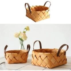GDRHVFD Petit Panier De Rangement En Osier Tissé À La Main Tissé À La Main Avec Poignée Pour Fruit -Petit rangement Soldes Magasin 45310978 5