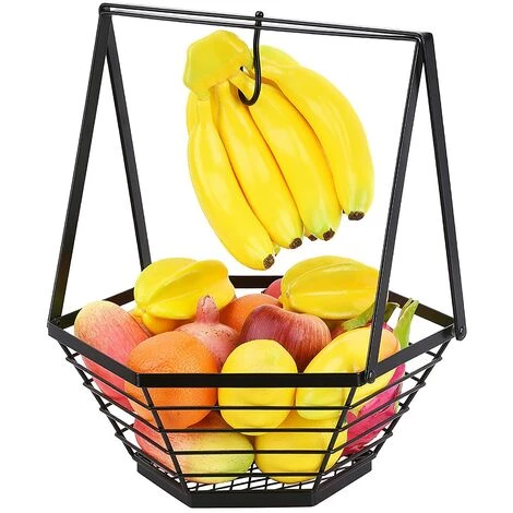GDRHVFD Panier De Rangement Hexagonal Détachable Pour Fruits Et Légumes Bol De Fruits Noir Avec Cintre Banane Support De Fruits Pour Cuisine Fête À La Maison 3 GDRHVFD Panier De Rangement Hexagonal Détachable Pour Fruits Et Légumes Bol De Fruits Noir Avec Cintre Banane Support De Fruits Pour Cuisine Fête À La Maison