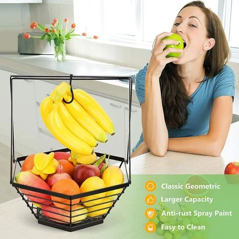 GDRHVFD Panier De Rangement Hexagonal Détachable Pour Fruits Et Légumes Bol De Fruits Noir Avec Cintre Banane Support De Fruits Pour Cuisine Fête À La Maison 7 GDRHVFD Panier De Rangement Hexagonal Détachable Pour Fruits Et Légumes Bol De Fruits Noir Avec Cintre Banane Support De Fruits Pour Cuisine Fête À La Maison – Image 5