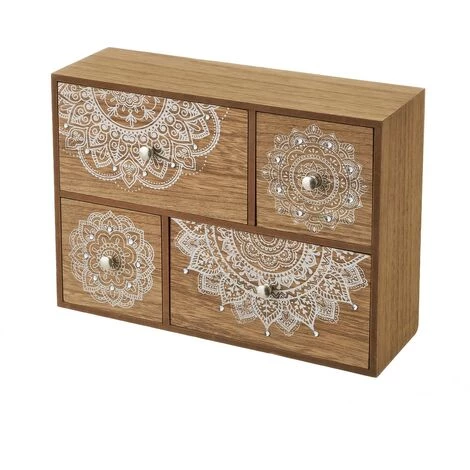 LOLAHOME Boîte De Rangement En Bois MDF Mandala Marron Et Blanc 30x10x22 Cm 3 LOLAHOME Boîte De Rangement En Bois MDF Mandala Marron Et Blanc 30x10x22 Cm
