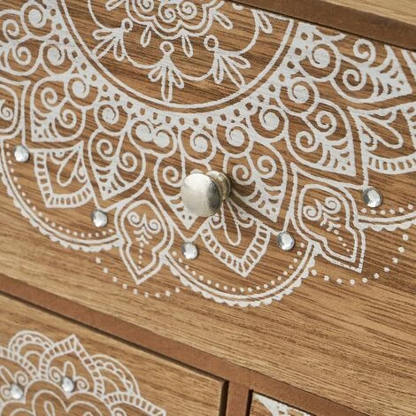 LOLAHOME Boîte De Rangement En Bois MDF Mandala Marron Et Blanc 30x10x22 Cm 5 LOLAHOME Boîte De Rangement En Bois MDF Mandala Marron Et Blanc 30x10x22 Cm – Image 3