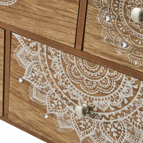 LOLAHOME Boîte De Rangement En Bois MDF Mandala Marron Et Blanc 30x10x22 Cm 6 LOLAHOME Boîte De Rangement En Bois MDF Mandala Marron Et Blanc 30x10x22 Cm – Image 4
