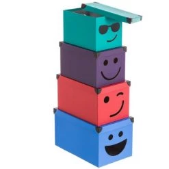 LOLA HOME Lot De 10 Boites Carton Et Papier Smile Multicolore -Petit rangement Soldes Magasin 45790133 3