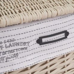 LOLAHOME Set De 2 Paniers Et 3 Paniers En Osier Et Tissu Beige Tressé -Petit rangement Soldes Magasin 45790303 3