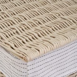 LOLAHOME Set De 2 Paniers Et 3 Paniers En Osier Et Tissu Beige Tressé -Petit rangement Soldes Magasin 45790303 4