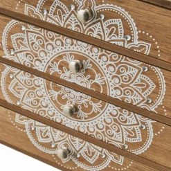 LOLA HOME Boîte En Bois MDF 25x13x28 Cm Boîte à Couture Mandala Marron Et Blanc -Petit rangement Soldes Magasin 45790755 4