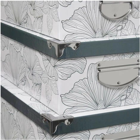 FI-VE Five - Lot De 6 Boîtes De Rangement Avec Poignées Et Coins En Métal Déco Noir & Blanc - Noir & Blanc 4 FI-VE Five - Lot De 6 Boîtes De Rangement Avec Poignées Et Coins En Métal Déco Noir & Blanc - Noir & Blanc – Image 2