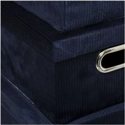 Five - Lot De 4 Boîtes De Rangement Avec Poignées En Velours Bleu - Bleu -Petit rangement Soldes Magasin 46004941 2