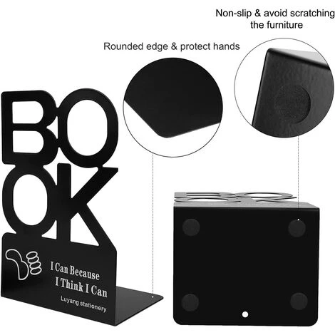 SUPERMARKET Serre-livres En Métal"BOOK" Alphabet En Forme Antidérapante Presse-livres Organisateur De Livres Pour Bureau, Espace De Travail, Décoration De Maison, Cadeau, 1 Paire (Noir, Hauteur 205mm),Superma 7 SUPERMARKET Serre-livres En Métal"BOOK" Alphabet En Forme Antidérapante Presse-livres Organisateur De Livres Pour Bureau, Espace De Travail, Décoration De Maison, Cadeau, 1 Paire (Noir, Hauteur 205mm),Superma – Image 5