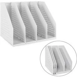 SUPERMARKET Porte-revues Pliable à 4 Compartiments, Réglable Et Robuste - Gris Clair，Superma