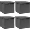 Topdeal Boîtes De Rangement Avec Couvercles 4 Pcs Gris 32x32x32cm Tissu FF288335_FR