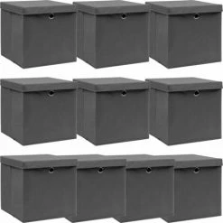 Topdeal Boîtes De Rangement Avec Couvercles 10pcs Gris 32x32x32cm Tissu FF288336_FR