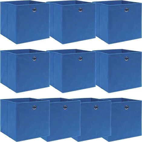 Topdeal Boîtes De Rangement 10 Pcs Bleu 32x32x32 Cm Tissu FF288339_FR 3 Topdeal Boîtes De Rangement 10 Pcs Bleu 32x32x32 Cm Tissu FF288339_FR