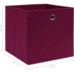 Topdeal Boîtes De Rangement 4 Pcs Rouge Foncé 32x32x32 Cm Tissu FF288341_FR -Petit rangement Soldes Magasin 46223598 5
