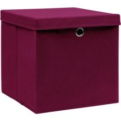 Topdeal Boîtes De Rangement 10 Pcs Rouge Foncé 32x32x32 Cm Tissu FF288344_FR -Petit rangement Soldes Magasin 46223601 3