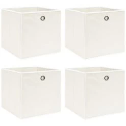 Topdeal Boîtes De Rangement 4 Pcs Blanc 32x32x32 Cm Tissu FF288349_FR