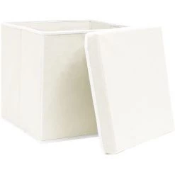 Topdeal Boîtes De Rangement Avec Couvercles 4pcs Blanc 32x32x32cm Tissu FF288350_FR 9 Topdeal Boîtes De Rangement Avec Couvercles 4pcs Blanc 32x32x32cm Tissu FF288350_FR -Petit rangement Soldes Magasin 46223605 3