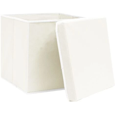 Topdeal Boîtes De Rangement Avec Couvercles 4pcs Blanc 32x32x32cm Tissu FF288350_FR 5 Topdeal Boîtes De Rangement Avec Couvercles 4pcs Blanc 32x32x32cm Tissu FF288350_FR – Image 3