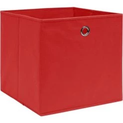 Topdeal Boîtes De Rangement 4 Pcs Rouge 32x32x32 Cm Tissu FF288361_FR -Petit rangement Soldes Magasin 46223610 3