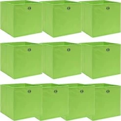 Topdeal Boîtes De Rangement 10 Pcs Vert 32x32x32 Cm Tissu FF288371_FR