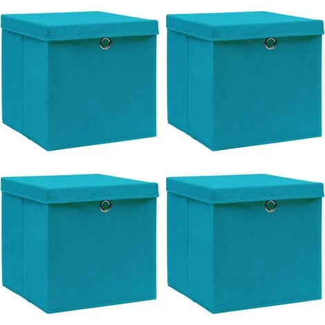 Topdeal Boîtes De Rangement Et Couvercles 4 Pcs Bleu 32x32x32 Cm Tissu FF288374_FR 3 Topdeal Boîtes De Rangement Et Couvercles 4 Pcs Bleu 32x32x32 Cm Tissu FF288374_FR