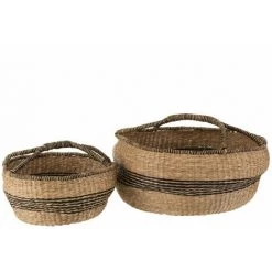 DANSMAMAISON Set 2 Paniers Ronds Zostre Naturel - L 60 X L 60 X H 26 Cm - Naturel