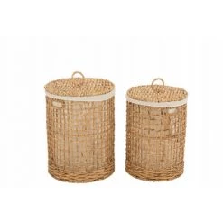 DANSMAMAISON Set De 2 Panier + Couvercle Cire Jacynthe D'Eau Naturel - L 42 X L 42 X H 55 Cm - Naturel -Petit rangement Soldes Magasin 46251980 3