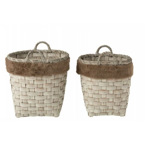 DANSMAMAISON Set De 2 Panier Rond + Anses Imitation Fourrure Amovible Rotin Plat Marron - L 39,5 X L 39,5 X H 37,5 Cm - Marron 4 DANSMAMAISON Set De 2 Panier Rond + Anses Imitation Fourrure Amovible Rotin Plat Marron - L 39,5 X L 39,5 X H 37,5 Cm - Marron – Image 2