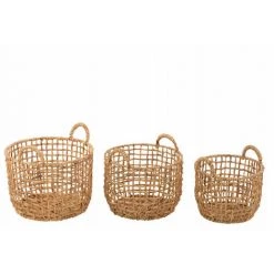 DANSMAMAISON Set De 3 Panier Rond Ouvert Jacynthe D'Eau Naturel - L 44 X L 44 X H 31 Cm - Naturel -Petit rangement Soldes Magasin 46251989 2