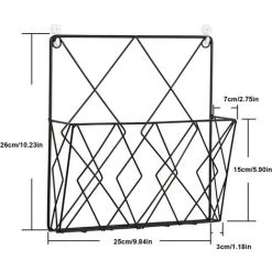 TINOR Porte Revues Suspendu Porte Magazine Metal, Porte-journaux Panier à Journaux Porte Revue Mural Avec 2 Crochets Pour Magazines, Livres Et Documents De Bureau (Doré) -Petit rangement Soldes Magasin 46256562 4