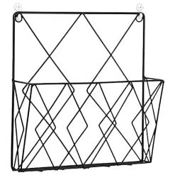 TINOR Porte Revues Suspendu Porte Magazine Metal, Porte-journaux Panier à Journaux Porte Revue Mural Avec 2 Crochets Pour Magazines, Livres Et Documents De Bureau (Noir)