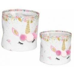 ATMOSPHERA FOR KIDS Lot De 2 Paniers Déco Enfant "Licorne" 30cm Blanc