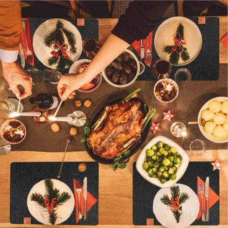 NORCKS Sets De Table En Feutre,24 Set De Table Lavable Imperméables Résistant à La Chaleur,Coaster Et Sacs à Couverts,Antidérapant,Facile Nettoyer,pour Dîners De Famille, Restaurants,Gris Foncé - Noir 7 NORCKS Sets De Table En Feutre,24 Set De Table Lavable Imperméables Résistant à La Chaleur,Coaster Et Sacs à Couverts,Antidérapant,Facile Nettoyer,pour Dîners De Famille, Restaurants,Gris Foncé - Noir – Image 5