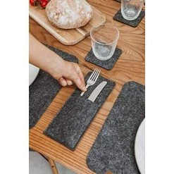 NORCKS Lot De 10 Sacs à Couverts Design En Feutre Lavable Décoration Scandinave – Convient Pour Sets De Table, Sets De Table, Nappes Gris Foncé Anthracite - Noir -Petit rangement Soldes Magasin 46460747 2