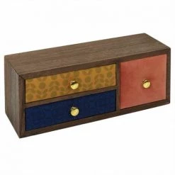 Paris Prix - Boîte Déco 3 Tiroirs "velours" 30cm Multicolore -Petit rangement Soldes Magasin 46549899 2