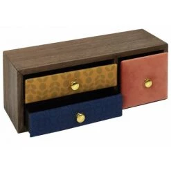 Paris Prix - Boîte Déco 3 Tiroirs "velours" 30cm Multicolore -Petit rangement Soldes Magasin 46549899 3