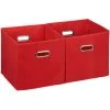 RELAXDAYS 2x Boîtes De Rangement, Sans Couvercle, Avec Poignée, Pliable, Panier En Tissu Carré, 30 Cm, Rouge -Petit rangement Soldes Magasin 46569001 1