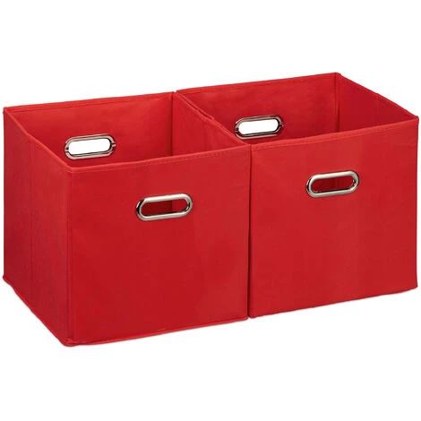RELAXDAYS 2x Boîtes De Rangement, Sans Couvercle, Avec Poignée, Pliable, Panier En Tissu Carré, 30 Cm, Rouge 3 RELAXDAYS 2x Boîtes De Rangement, Sans Couvercle, Avec Poignée, Pliable, Panier En Tissu Carré, 30 Cm, Rouge