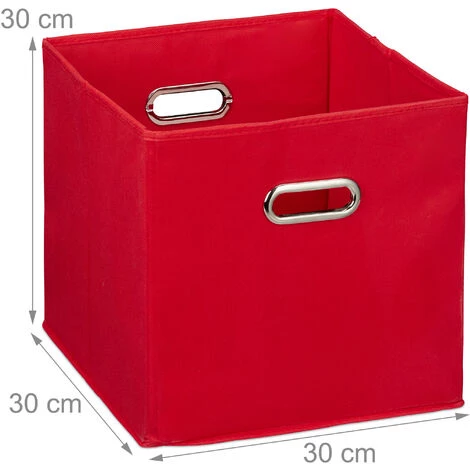 RELAXDAYS 2x Boîtes De Rangement, Sans Couvercle, Avec Poignée, Pliable, Panier En Tissu Carré, 30 Cm, Rouge 6 RELAXDAYS 2x Boîtes De Rangement, Sans Couvercle, Avec Poignée, Pliable, Panier En Tissu Carré, 30 Cm, Rouge – Image 4
