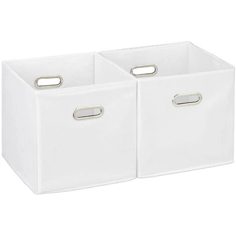 RELAXDAYS 2x Boîtes De Rangement, Sans Couvercle, Avec Poignée, Pliable, Panier En Tissu Carré, 30 Cm, Blanc 3 RELAXDAYS 2x Boîtes De Rangement, Sans Couvercle, Avec Poignée, Pliable, Panier En Tissu Carré, 30 Cm, Blanc