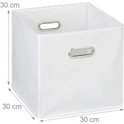 RELAXDAYS 2x Boîtes De Rangement, Sans Couvercle, Avec Poignée, Pliable, Panier En Tissu Carré, 30 Cm, Blanc 10 RELAXDAYS 2x Boîtes De Rangement, Sans Couvercle, Avec Poignée, Pliable, Panier En Tissu Carré, 30 Cm, Blanc -Petit rangement Soldes Magasin 46569004 4
